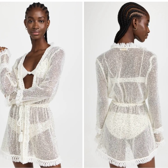 Ramy Brook Cecilia Sequin Crochet Cover Up Jacket - Picture 9 of 16